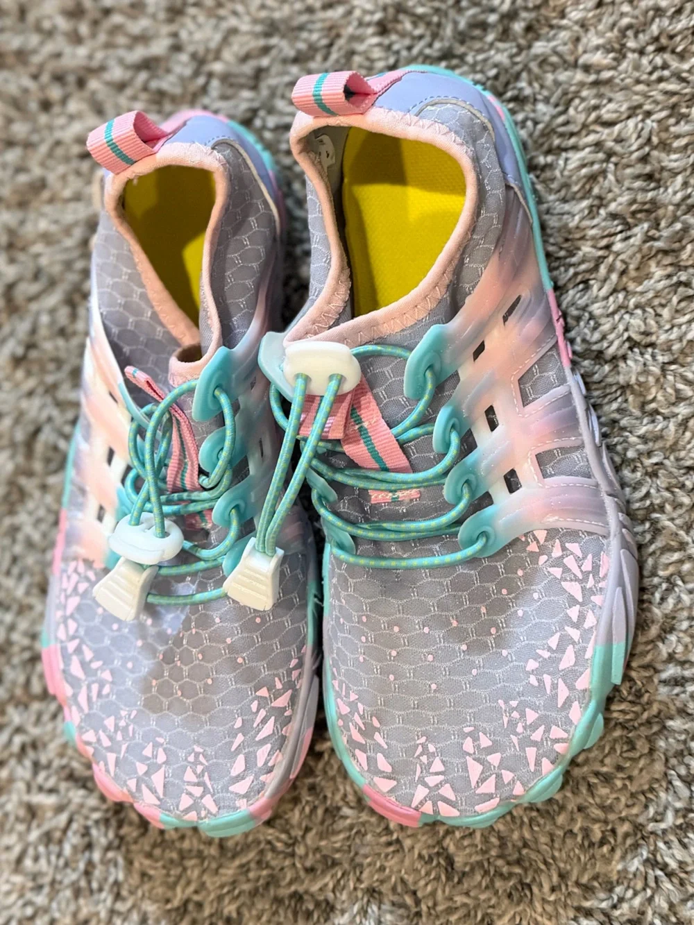 5/$25 Girls water shoes with elastic closure- purple, Pink & Teal. Size 1